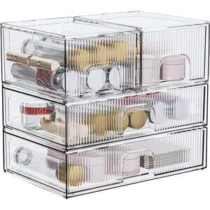 Acrylic Stackable Storage Drawers Clear Organizer for Makeup Bathroom Pantry